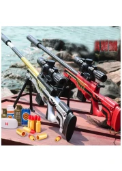 مجموعة بندقية قنص فوم بلاستر للأطفال – مسدس لعبة مزود بغطاء أمان من مادة إي في إيه مع مخزن – لعبة نيرف فضية وذهبية من AWM – هدية عيد ميلاد مثالية للأولاد والبنات