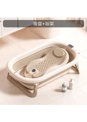 حوض استحمام قابل للطي للأطفال مع مؤشر لدرجة الحرارة، حوض استحمام أساسي للأطفال حديثي الولادة والرضع مع وسادة دعم المقعد