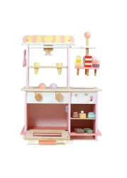Wooden Dessert Shop Toys &ndash; Ice Cream Stall Pretend Play Kitchen Set for Kids, Interactive Wooden Playhouse with Dessert Accessories, Educational Role-Playing Toy
