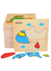 لعبة بازل تركيب خشبية اشكال فواكه وحيوانات - مجموعة من 4 قطع