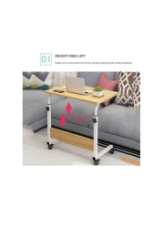 Bedside Desk C shaped Base Laptop Desk Home Office Side Table Mobile Table Workstation Overbed Table with Castors Overbed Table Suitable for All Kinds of Laptops and Tablets Writing