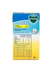 Vicks Lemon And Menthol Soothing And Refreshing Throat Drops 40g