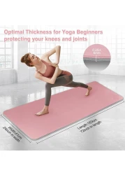 MahMir Yoga Mat Anti-Slip Exercise Mat with Carrying Bag Fitness Mat for Pilates 183CM*61CM*6MM Thickness for Woman Man Beginners Dark (Pink + Light Grey)