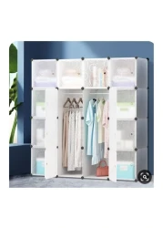 SUPAAR Cube Storage Organizer with Doors Modular Closet Storage Cabinet for Bedroom, Living Room, Office Durable Plastic Shelving Unit for Clothes, Toys

