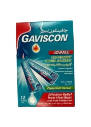 Gaviscon Advance Heartburn Relief Liquid Sachets, Peppermint Flavour, 12 Sachets, 10ml