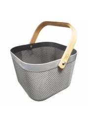 هوم برو سلة شبكية بلاستيكية بمقبض - رمادي وبني