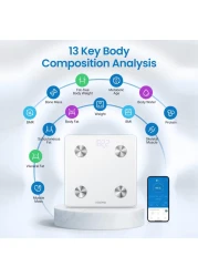 RENPHO Smart Scale for Body Weight Health Analyzer With Smart App 4 high sensitive electrodes 13 Body Composition - White