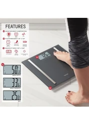 Taylor Digital Body Composition Scale, Bathroom Scale for Body Weight, Measures Body Fat, Body Water &amp; Muscle Mass, 8 User Recognition, Normal &amp; Athlete Modes, FSA HSA Eligible, 400 lb Capacity, Black