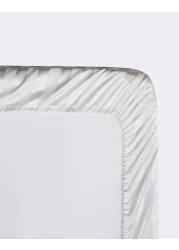 Hotel Linen Klub Twin Fitted Sheet 1pc, 100% Cotton 250tc Sateen 1cm Stripe , Size: 100x200+25cm, White