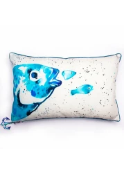Biggdesign Anemoss Bream Patterned Rectangle Pillow, Fiber Filled, 100% Cotton Fabric, Special Design, Home Decor, Soft and Comfortable, Marine and Marine Themed