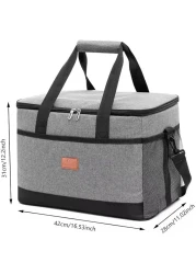 MahMir&reg; Outdoor 33L Large Cooler Bag Insulated Handbag Reusable Waterproof Oxford Ice Refrigerated Large Capacity Oxford Cloth Lightweight Fresh-keeping for Men Women Picnic BBQ Beach Lunch Black