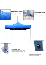 اذهب إلى معسكر جازيبو 3x3 متر خيمة تخييم منبثقة غطاء حماية فوري من أشعة الشمس للتخييم في الهواء الطلق والنزهات والحفلات الرياضية والحدائق والشاطئ - (أزرق)