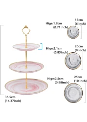 Aiwanto 3-Tier Cupcake Stand Tower Dessert Display Plate Pink Serving Tray Dish Treat Stacked Pastry Fruit Serving Platter Carrier for Gift Tea Party Restaurant