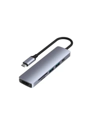 محطة إرساء 6 في 1 متعددة الوظائف من النوع C Hub 4K مع منفذ USB C لشحن مهايئ HDMI USB 3.0 منفذ HDMI من النوع C Hub متعدد المنافذ لأجهزة الكمبيوتر المحمول MacBook iPad وأجهزة USB C الأخرى