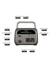 Green Lion Portable 72000mAh Power Station, 230Wh Battery, 500-600W Power, AC, USB-A, Type-C Outputs, Wireless Charging, LED Light, Black
