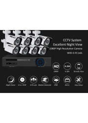 XBW - 8Channel CCTV security Kit 1080P/2.0MP 1920X1080 Camera 8CH Surveillance DVR kit with 8pcs 2.0mp 1080P Metal Outdoor Bullet Camera Alarm System&amp;P2P Home Security (8, 1TB HDD)