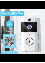 Door Bells with Camera Wireless Chime HD 100MP Video Camera - No Drill Mount No Subscription, Rechargeable Battery Powered 100 Days Use, Motion IR Sensor, View Intercom