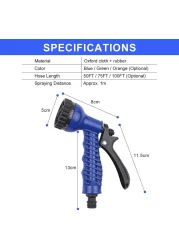 3 Times Expandable Flexible Garden Hose Leak-Proof High-Pressure Telescopic Hose No Kinks Flexible Hose with 7 Functional Spray Nozzles Used for Car Wash Watering (100FT / 30M)