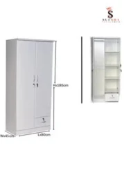 2 Door Wooden Wardrobe Cabinet Cupboard Engineered Wood Perfect Modern Stylish Heavy Duty