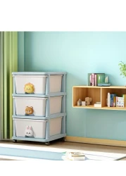 Cozy Nest 3-Layer Children's Toy Plastic Rolling Drawer Clothes Storage Box Organizer With Wheels For Office Kitchen Container Bathroom Living or Playroom Study