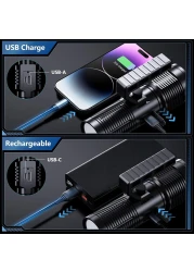 مصباح يدوي LED فائق السطوع P160 - 80 وات عالي التحمل، 100000 لومن، مصباح يدوي عالي الطاقة مصنوع من سبائك الألومنيوم للاستخدام في الهواء الطلق والتكتيكي والطوارئ