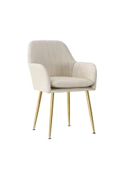 Jeffcoco Furniture Dining Room Chairs Living Room Chair Velve Fabric Chair For Hotel Restaurant and Office Visitor Beige Color