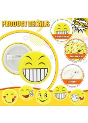 Pack of 30 Smiley Face Badges with Metal Pin, 45mm Emoji Pins for Awards, Decorations, Party Favours, Crafts, and Gifts