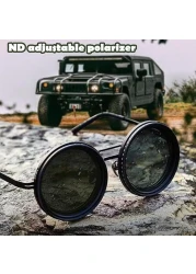 Rounded Polarized Sunglasses for Men &ndash; 1-9 Gears Adjustable ND Filter Lenses, UV400 Protection, Anti-Glare Beach &amp; Driving Sunglasses
