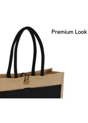 Eco-Neutral- MONCLOVA - Jute Bag with Canvas Pocket - Black