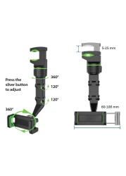 Autocare Adjustable View Mirror Universal Clip Cellphone Holder CPH-V207