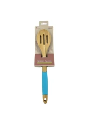 Home Pro Bamboo Slotted Spoon Brown And Blue