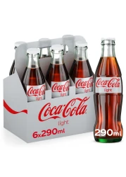 Coca-Cola Light Carbonated Soft Drink Glass Bottle 290ml Pack of 6