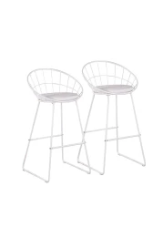 Jeffcoco Furniture Bar Stool, High Bar Chair White Steel Frame Leather Seat Chair For Kitchen Bar table Dining Chair (Two Piece)