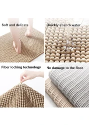Mei Lifestyle Soft Microfiber Bath Mat, Quick-Dry, Absorbent Chenille with Rubber Backin, Machine Washable Bathroom Mat, Peach