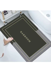 Diatom Mud Anti Slip Bathroom Mat With Printed Design Stylish &amp; Super Absorbent With Soft Material (50X80)