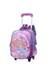 Baby Backpack 3Pcs For Baby Girls 1 lunch 1 Pencil Box And 1 Bag With Adjustable Strap For School 2 Wheels 14 Inch