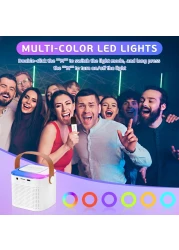 نظام مكبر صوت محمول يعمل بالبلوتوث مع ميكروفونين لاسلكيين، وآلة غناء بقوة 20 وات للكبار والأطفال، ومكبر صوت كاريوكي مع تأثيرات صدى