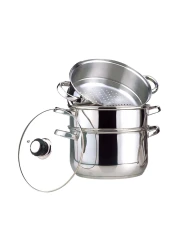 ويلسون قدر الطهي بالبخار من الفولاذ المقاوم للصدأ 3 طبقات 26 سم - فضي