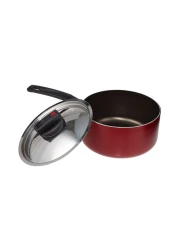 برستيج سيف كوك قدر للطهي مقاوم للإلتصاق مع غطاء 18 سم - أحمر وأسود