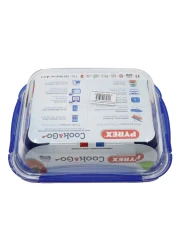 Pyrex Cook &amp; Go Rectangular Food Container With Lid Clear/Blue 1.7L