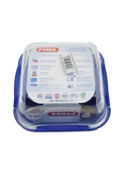Pyrex Cook &amp; Go Square Food Container With Lid Blue And Clear 800ml