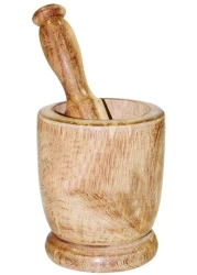 Raj Wooden Mortar And Pestle Set Beige 13cm 2 PCS