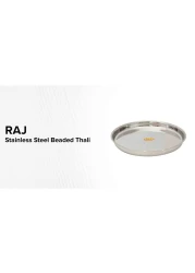 Raj Beaded Thali TB0002 Silver 26.5cm
