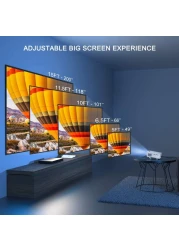 FunLites &nbsp; Bluetooth 1080P Projector,+80% Brightness Video Projector with 200" Display 60,000 Hrs Led Home Theater Projector,Native 1080P Compatible with Fire TV Stick,PS4, HDMI, VGA, AV and USB