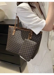 Fashionable Geometric Pattern Foldable Tote Bag With Large Capacity Mini Wallet Included Suitable For Girls And Women For Shopping Commuting And Holiday Travel Old Money Style Women BagSchool Bag