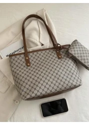 New Minimalist Retro Large Capacity Tote Bag Zipper Opening Lightweight Soft Sided Shoulder Bag Suitable For Women s Daily Casual Use