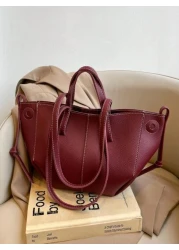 New Casual Minimalist Fashion Versatile Large Capacity Tote Handbag With Shoulder Strap