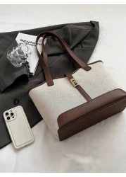 Casual Business Large Capacity Foldable Dual Strap Tote Bag Suitable For Girls Ladies Shopping Work Commute Outdoor Activities Business Events Gift For Mothers New In Fall Winter Larrge Capacity Shoul