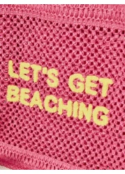 SHEIN VCAY Vacation Casual Letter Embroidery Hollow Out Tote Bag