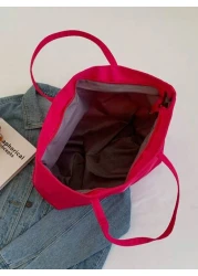 حقيبة كتف ذات لون أحادي وأسلوب بسيط سعة كبيرة 1قطعة ، حقيبة مدرسية ، سعة كبيرة ، محمولة ، للمراهقات السيدات طال